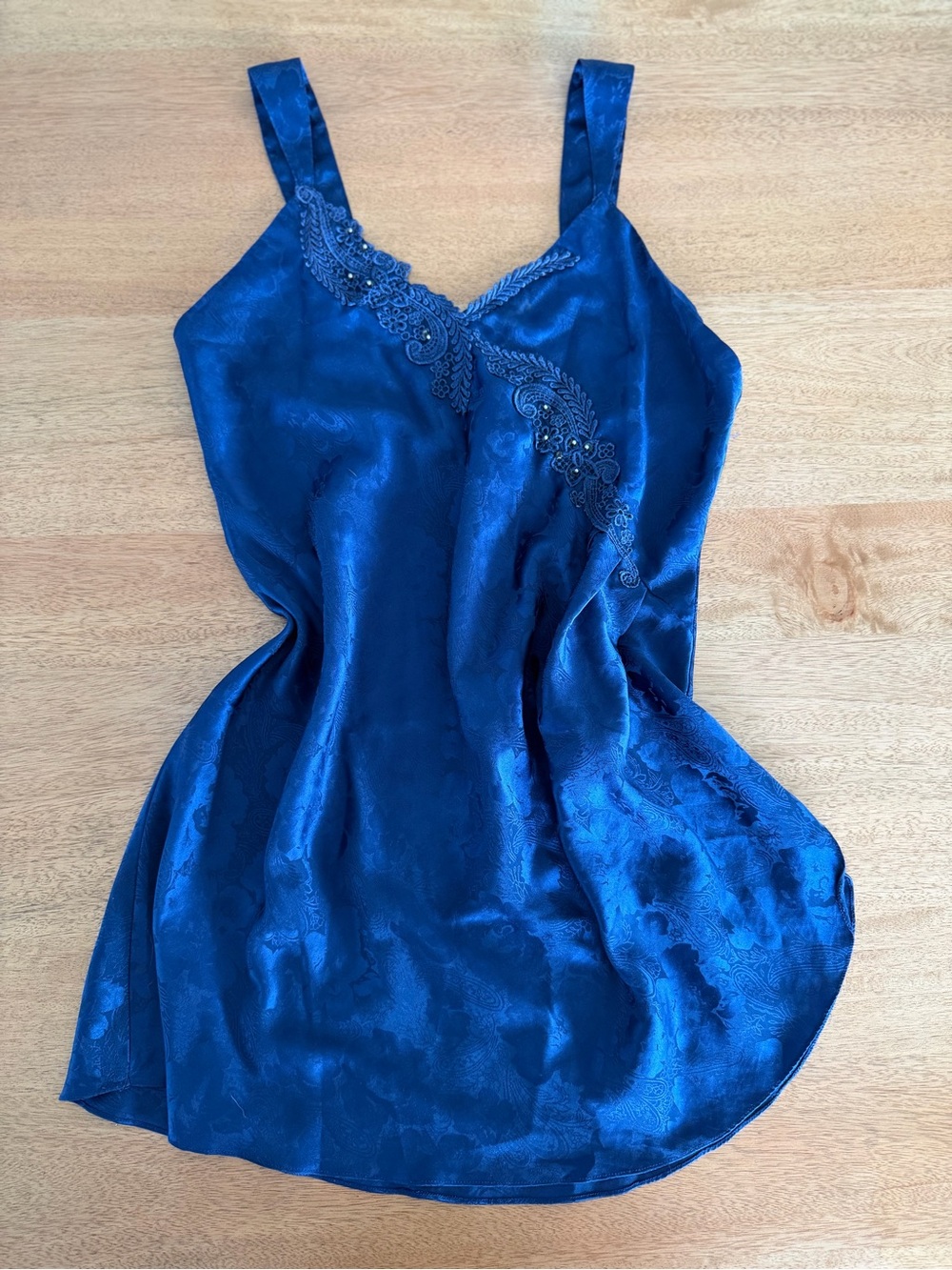 Vintage Victoria’s Secret Gold Label 90s Royal Blue Satin Slip Dress M Rare